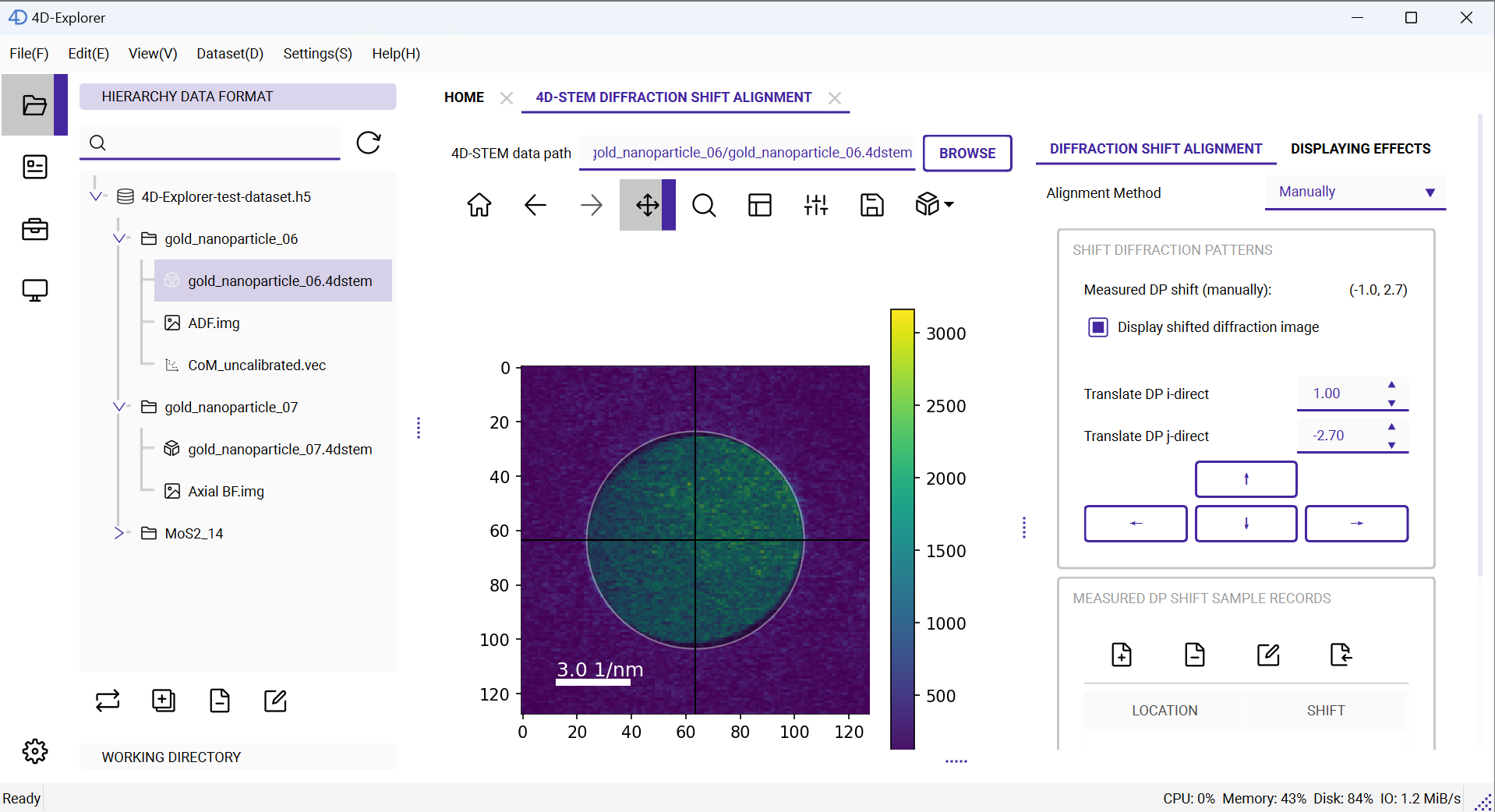 Diffraction Shift Alignment Manually