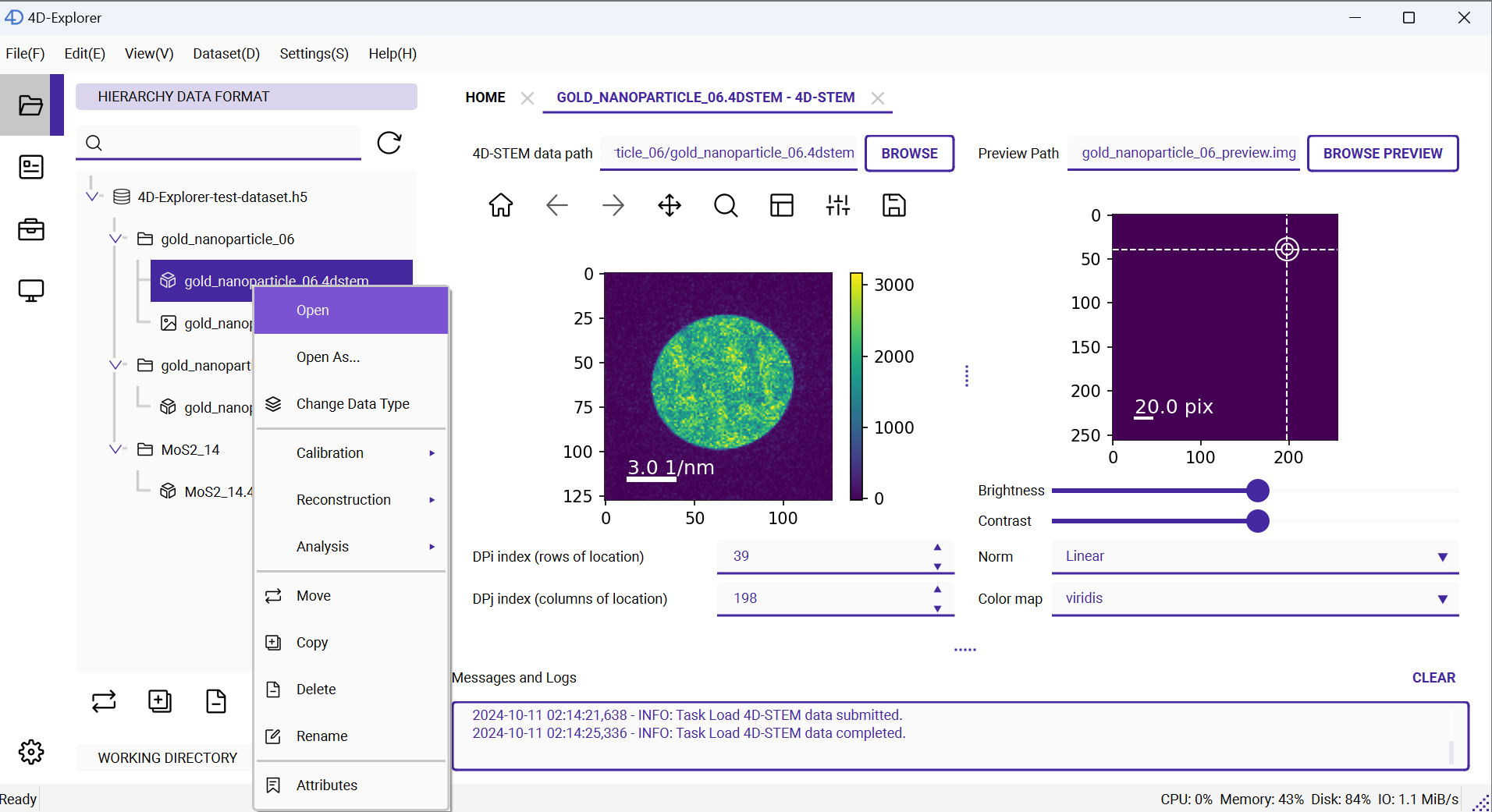 View 4D-STEM Dataset